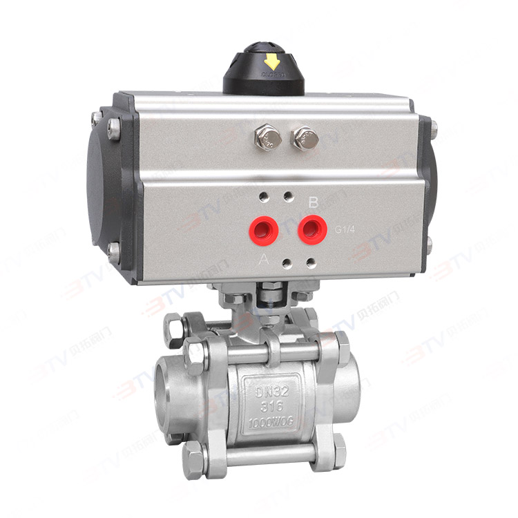 Pneumatic three-piece welded ball valve