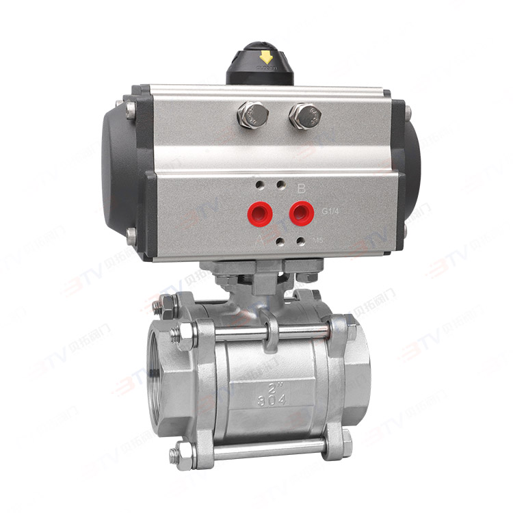 Pneumatic three-piece ball valve