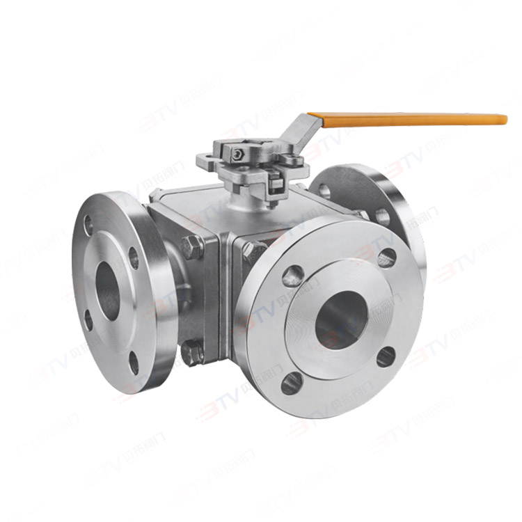 High platform three-way flange ball valve
