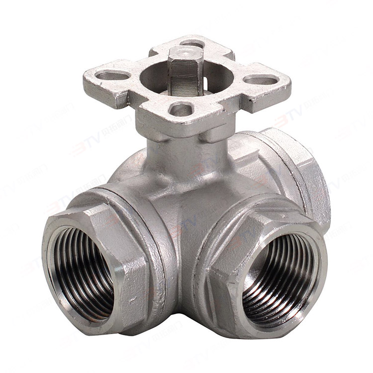 Three-way high-platform thread buckle ball valve