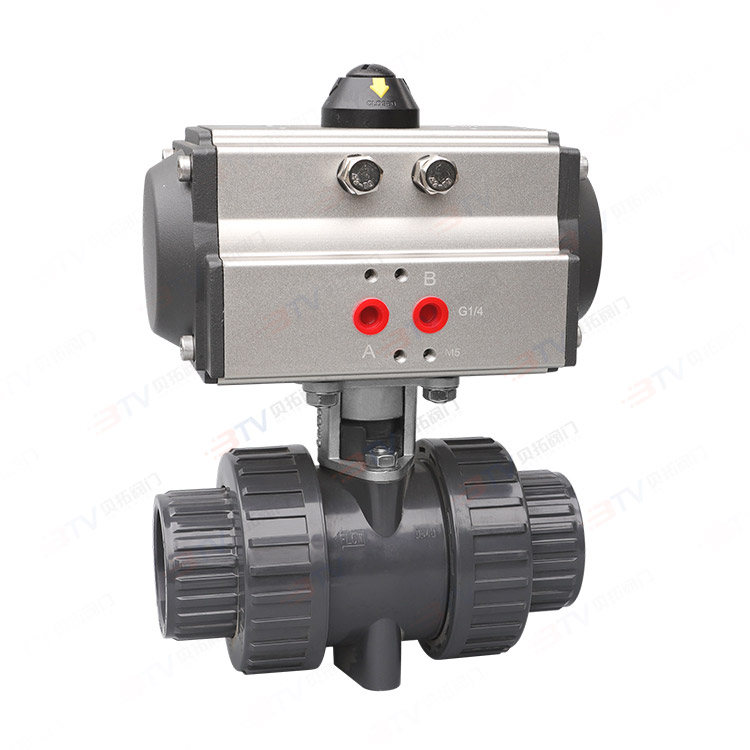 Pneumatic plastic ball valve
