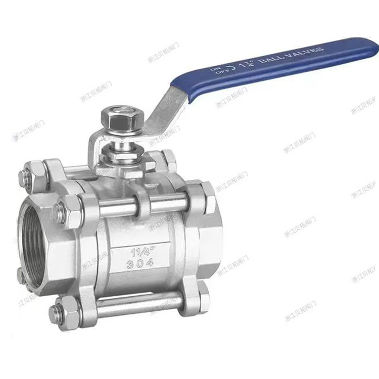 Manual three-piece threaded ball valve